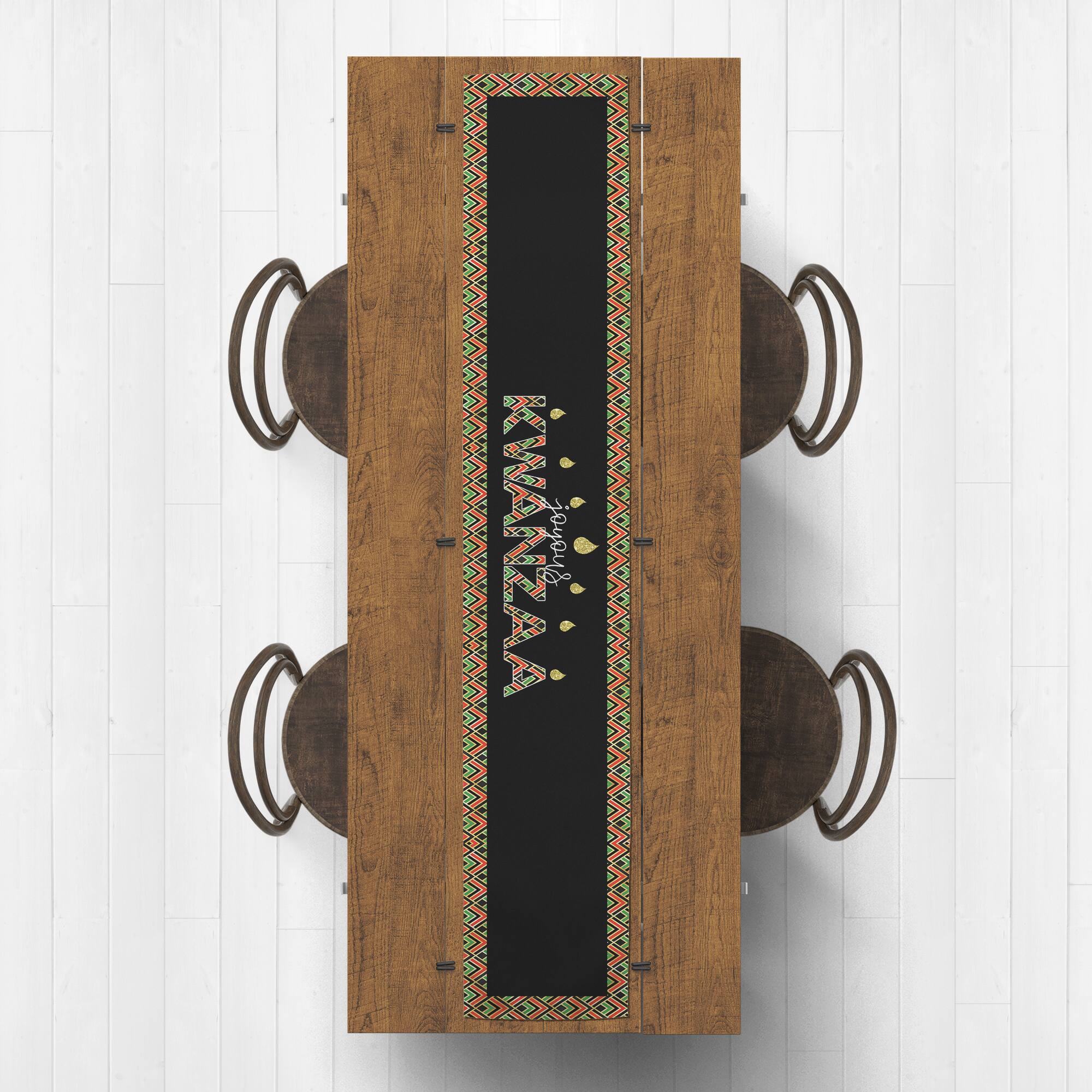 72" Joyous Kwanzaa Glitter Table Runner